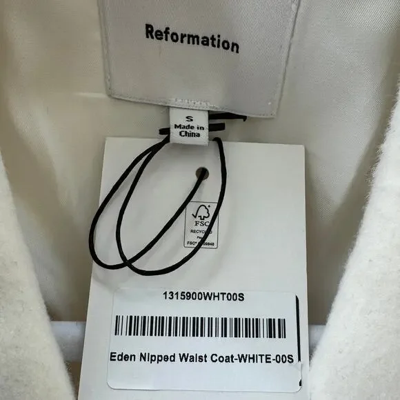 Reformation Eden Nipped Waist Coat White - Picture 10 of 12